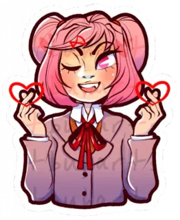 💕 Natsuki Doki Doki Literature Club! Anime, Słodkie, Serce, Doki Doki Literature Club, Natsuki, Naklejka telegram sticker