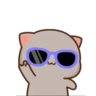 😎 cat, middle finger, rude, glasses, cartoon, offensive whatsapp sticker