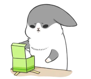 😒 lapin, mignon, animal, triste, boîte telegram sticker
