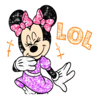 😁 Minnie Mouse LOL Minnie Maus, Disney, Cartoon, LOL, lustig, glitzernd, glitzer telegram sticker