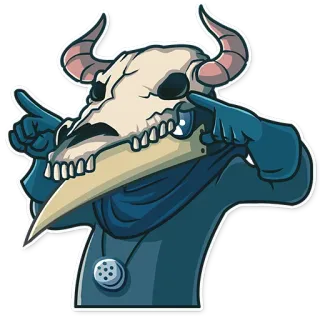 🐮 schedel, dierenschedel, hoorns, handschoenen, grappig, skelet, monster, cartoon telegram sticker