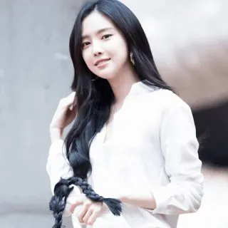 🦄 女性, 韓国, 女優, モデル, ロングヘア, 白いシャツ telegram sticker