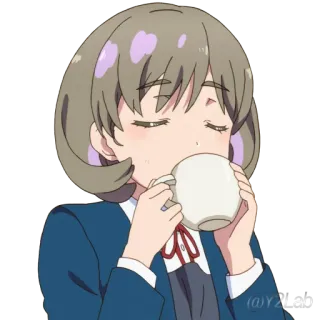 ☕ @Y28AD Аниме, Девушка, Кофе, Чай, Пить, Милый whatsapp sticker