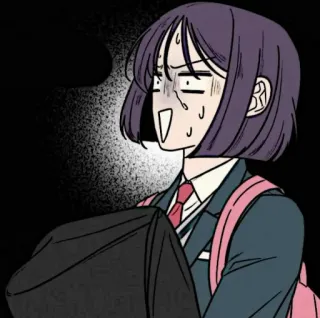📱 anime, ansioso, spaventato, scolara, uniforme, cartone animato telegram sticker