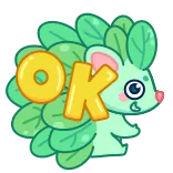 👌 OK น่ารัก, สัตว์, สีเขียว, ตกลง telegram sticker