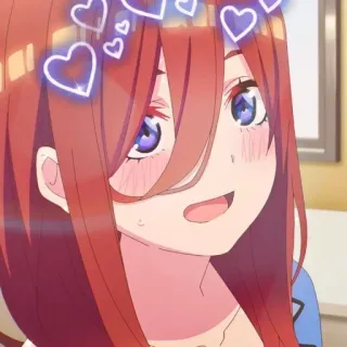 😊 Miku Nakano The Quintessential Quintuplets anime, hearts, kawaii, cute, anime girl, Miku, Quintessential Quintuplets telegram sticker