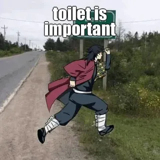 🤔 toilet is important Anime, Course, Drôle, Toilettes, Meme whatsapp sticker