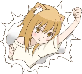 ❤️ Anime, Orelhas de gato, Fofo, Desenho animado, Chibi, Bravo telegram sticker