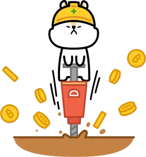 ⛏ hámster, Bitcoin, cripto, minería, dibujos animados, moneda digital telegram sticker