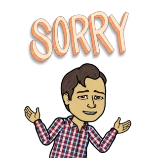 😄 SORRY desculpa, desculpe, desenho animado, Bitmoji telegram sticker