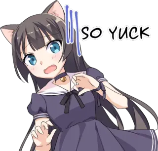 😰 SO YUCK anime, Mädchen, Katze, Igitt, Aufkleber, geschockt telegram sticker