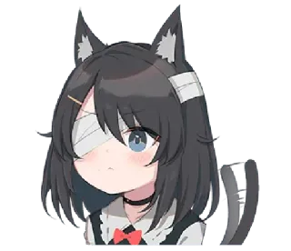 🤨 Anime, Katmeisje, Eén oog, Schattig, Sticker telegram sticker