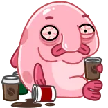 ☕️ ニュウドウカジカ, コーヒー, 眠い, 可愛い, 魚 telegram sticker