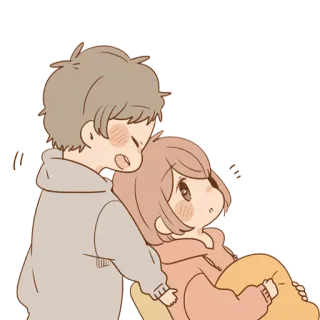 💓 coppia, cartoni animati, carino, amore, abbraccio telegram sticker