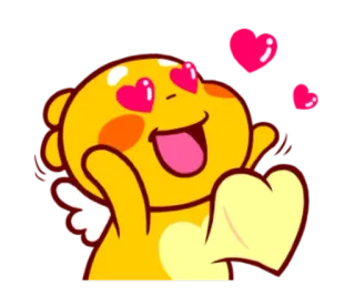 ❤ 愛, ハート, 可愛い, アニメ, 黄色, 天使 telegram sticker