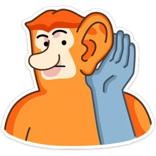 👂 nasique, écoute, oreille, dessin animé, orange, animal telegram sticker