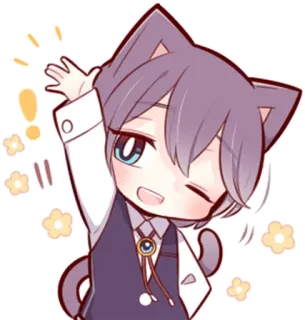 🙌 chat, chibi, animé, dessin animé, mignon, kawaii, personnage telegram sticker