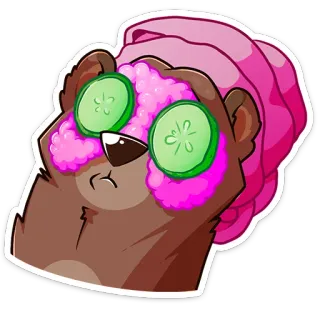 💄 niedźwiedź, spa, ogórek, relaks, uroda, zabieg na twarz, ręcznik telegram sticker