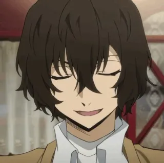✨ Osamu Dazai Bungo Stray Dogs อนิเมะ, Bungo Stray Dogs, โอซามุ ดาไซ, ดาไซ, ยิ้ม, ตัวละคร telegram sticker
