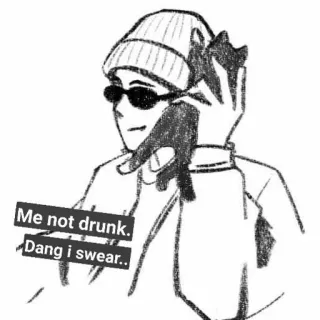 🗣️ Me not drunk. Dang i swear. Dibujo animado, Hombre, Gafas de sol, Gorro, Borracho, Divertido, Humor telegram sticker
