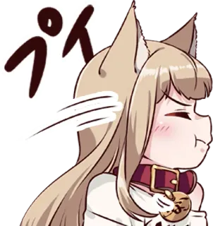 😣 プイ อนิเมะ, สาวหูแมว, เขิน, คาวาอิ, น่ารัก telegram sticker