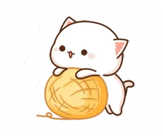 😌 chat, chaton, mignon, laine, joueur, kawaii, adorable whatsapp sticker