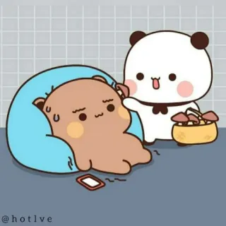 ☹ @hotlve cartoon, cute, panda, bear, kawaii telegram sticker
