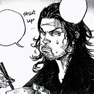 😠 Shut up Manga, Boos, Zwart-wit, Eten, Eetstokjes, Spraakballon telegram sticker