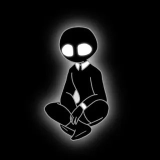 🌟 black and white, character, sitting, dark, glowing, illustration telegram sticker