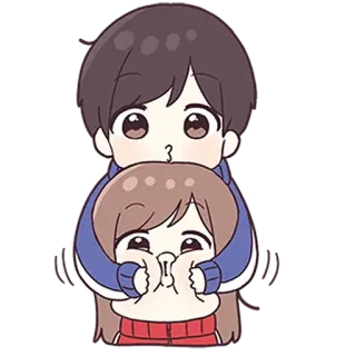 💙 漫画, カップル, ハグ, 愛, アニメ, 可愛い telegram sticker