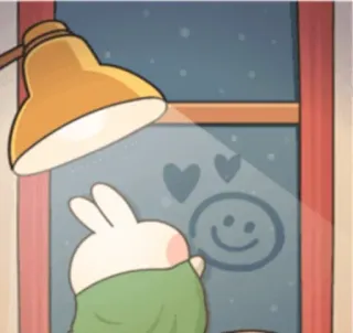 🙂 mignon, dessin, coeur, lapin, hiver, neige telegram sticker