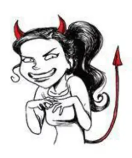 🍂 diabo, demônio, desenho animado, menina, maligno, chifres, rabo whatsapp sticker