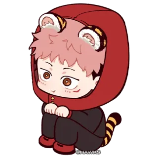 😕 @HAWKS Chibi, Anime, Kawaii, Cartoon, Tiger, Kapuze telegram sticker