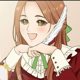 ☠ mujer, sonrisa, pluma, dibujos animados, anime, manga telegram sticker
