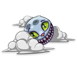 🌙 Monster, Wolke, Cartoon, gruselig, Augen, Zähne whatsapp sticker