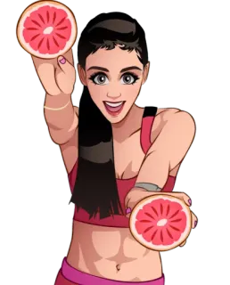 🍊 mujer, pomelo, fruta, saludable, comida, fitness telegram sticker