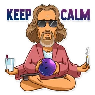 💆‍♂️ KEEP CALM keep calm, the dude, bowling, calm, chill, relaxation, meditation telegram sticker