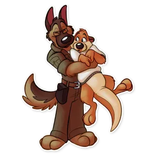 💋 Fellwesen, Hund, Otter, Anthropomorph, Cartoon telegram sticker
