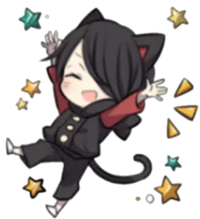 🌟 кот, каваи, аниме, чиби, звезды, милый, манга whatsapp sticker