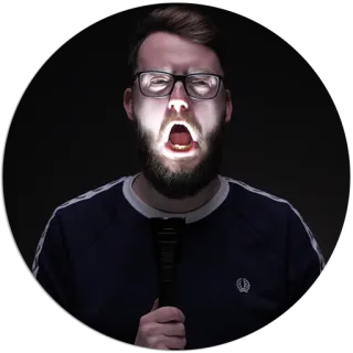 👹 Mann, Schrei, verängstigt, offener Mund, Taschenlampe, Angst, Brille whatsapp sticker