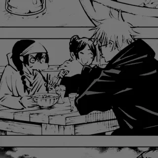 🕯 动漫, 漫画, 吃饭, 桌子, 朋友 telegram sticker