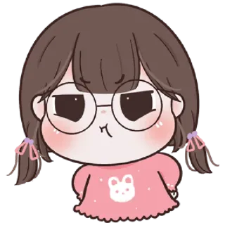 🥨 Cartone animato, Ragazza, Carina, Occhiali, Broncio telegram sticker