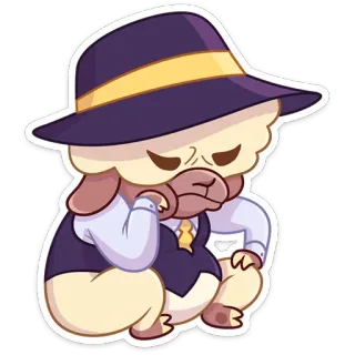 ☹️ cartoon, sheep, character, animal, hat, cute telegram sticker
