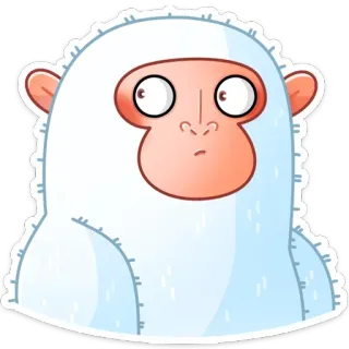 😶 Йети, Снеговик, Существо, Животное, Мультфильм, Снег, Зима telegram sticker