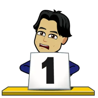 😕 1 Numéro 1, Première place, Gagnant, Dessin animé, Bitmoji telegram sticker