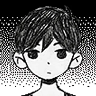😐 Omori jeu vidéo, anime, noir et blanc, impassible, jeu indépendant telegram sticker