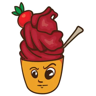 😠 helado, postre, taza, comida, enfadado, cara whatsapp sticker