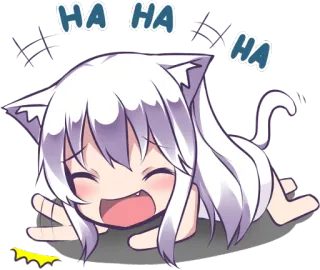 😂 HA HA HA Anime, Neko, Tertawa, Senang, Manga telegram sticker