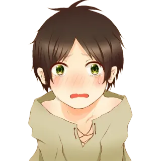 😥 Eren Yeager Attack on Titan Anime, pleurs, triste, Eren, L'Attaque des Titans, personnage telegram sticker