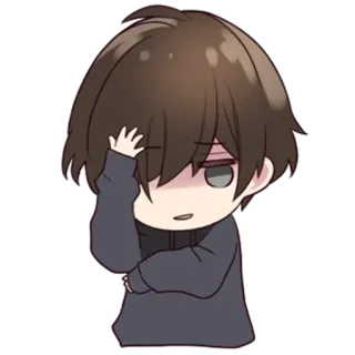 😓 Animé, Chibi, Dessin animé, Sticker, Garçon, Art numérique telegram sticker